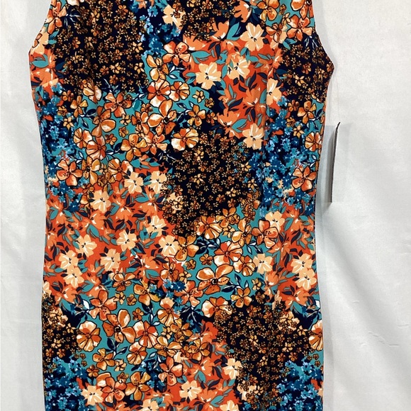 NWT EnRevelry Blue and Brown Floral Midi Dress. - Picture 3 of 9